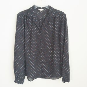 Vintage Black, Sheer Button up Blouse, Size L